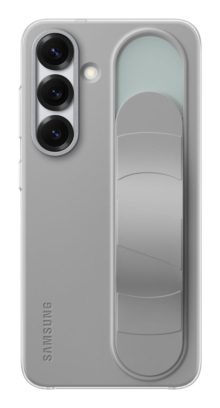 Samsung Backcover – für Samsung Galaxy S25 – grau – Silikon, mit Ständer