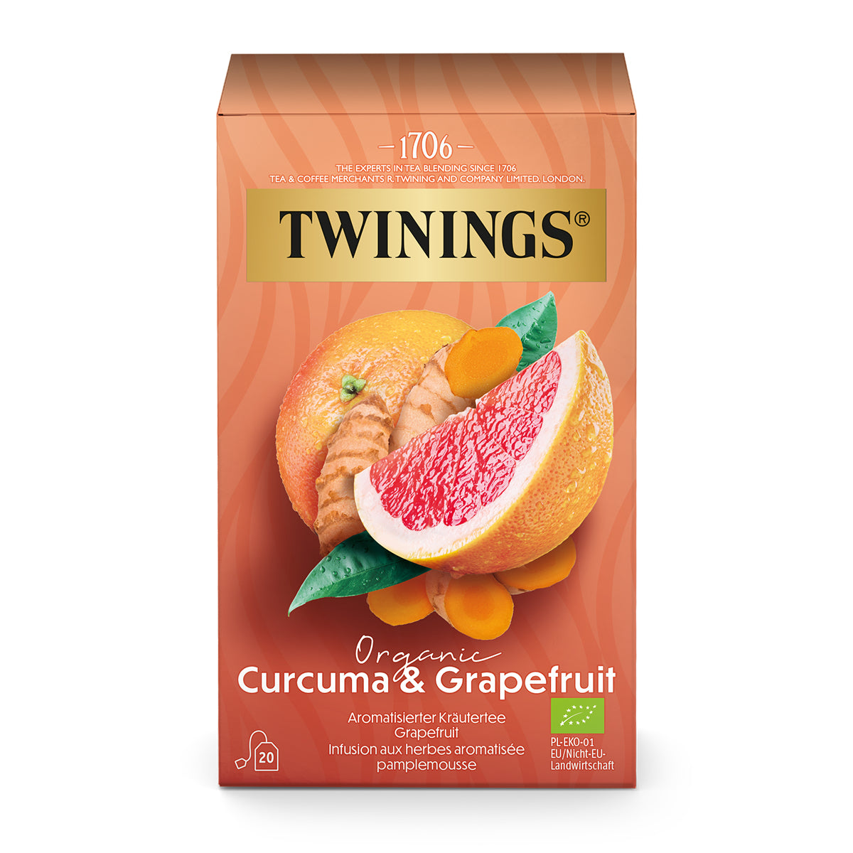 Twinings – Kräutertee Kurkuma & Grapefruit – Teebeutel 20 Beutel – Bio