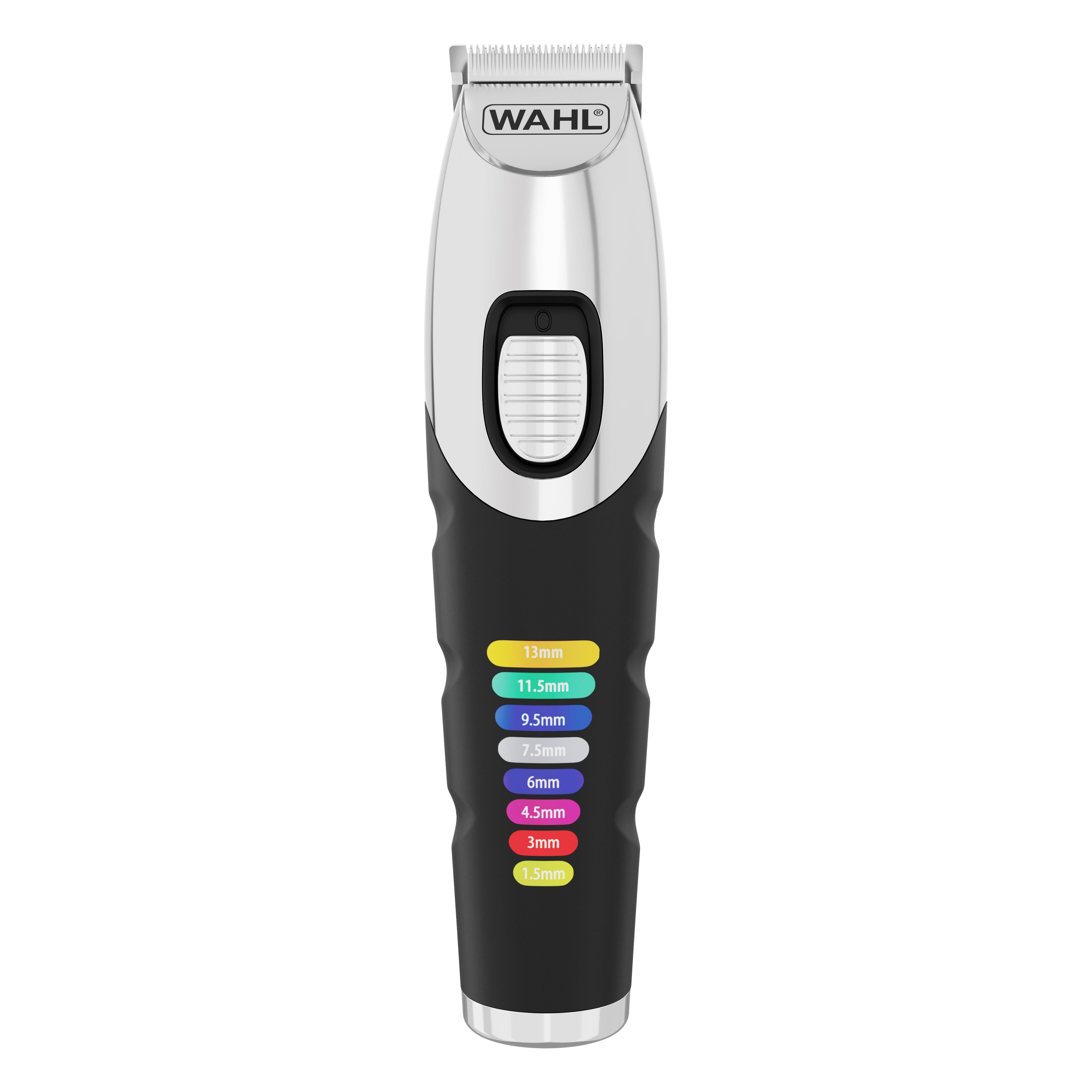 Wahl Barttrimmer Color Trim – Akkubetrieb, 240 min, 0,5–13 mm, 9 Stk, 3 cm Schnittbreite – Schwarz/Silber