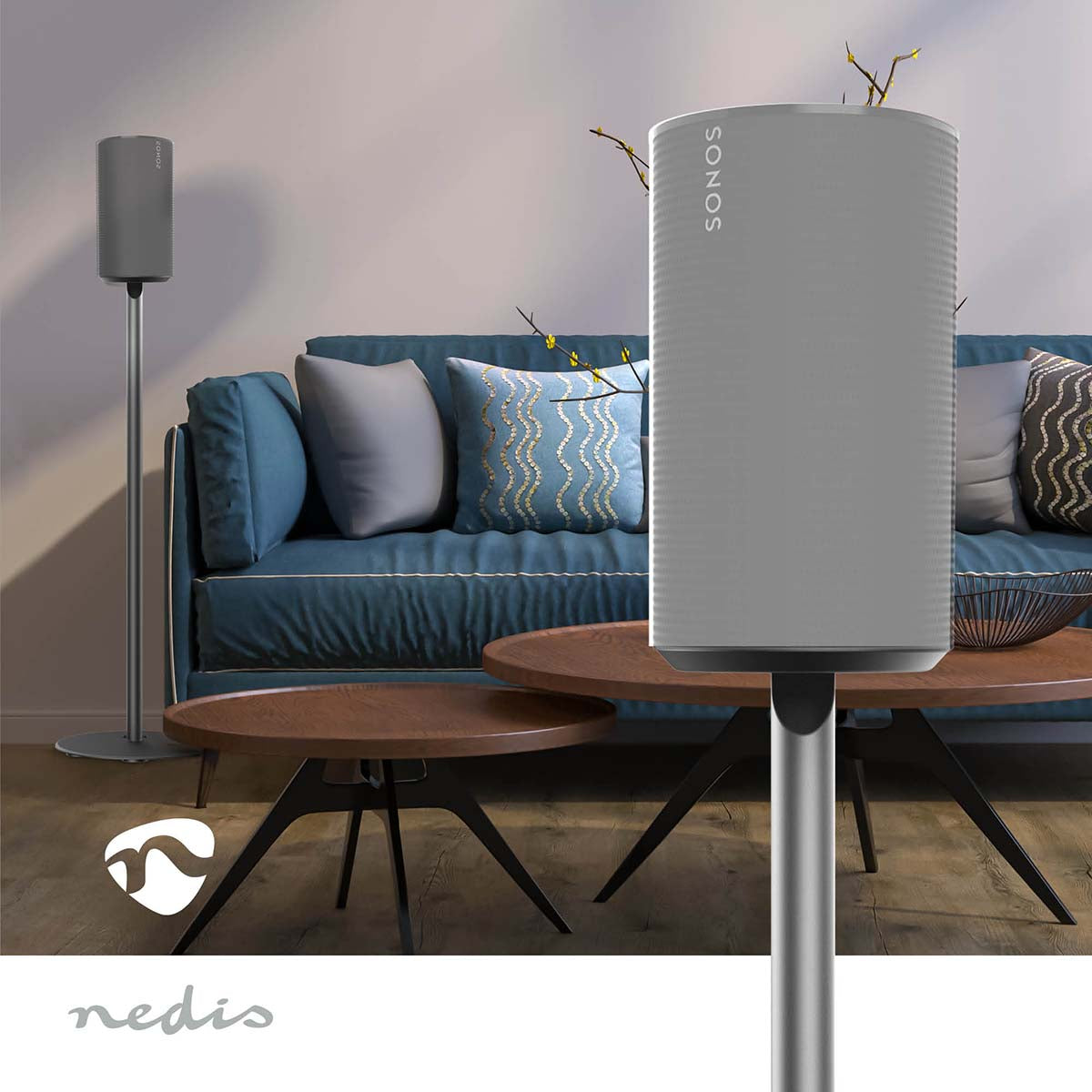 Nedis SPMT5850BK – Lautsprecher-Ständer – für Sonos Era100 – 3 kg, integriertes Kabelmanagement – schwarz