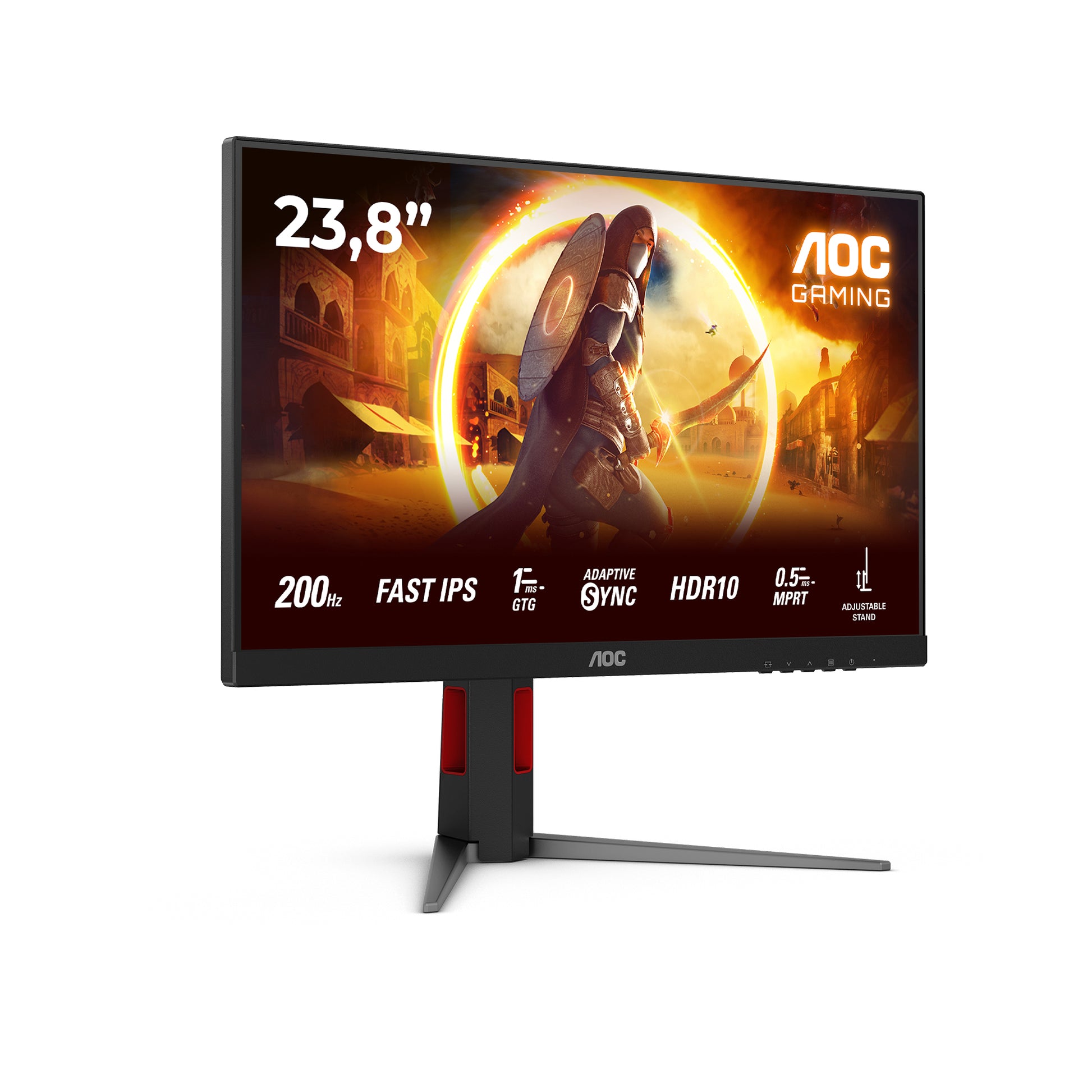 AOC 24G4HA – Monitor, 23,8", IPS, 200 Hz, Adaptive Sync, Lautsprecher, Höhenverstellbar, Rot
