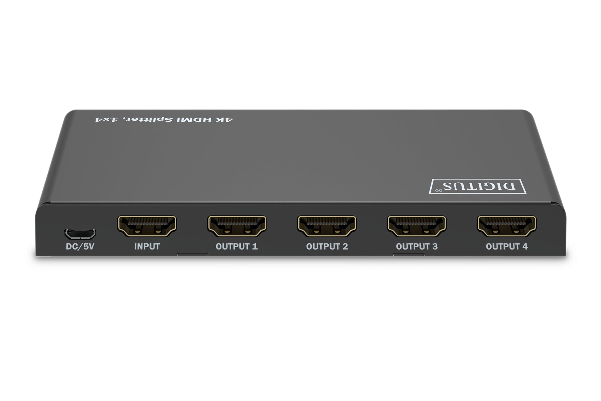 Digitus HDMI-Splitter 1x4 – 4K UHD, 60 Hz, HDMI 2.0, HDCP 2.3 – Schwarz, Metall