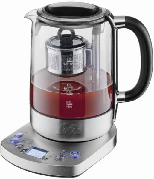 Solis 5518 – Tee- & Wasserkocher, 1,7 l, 2200 W, Edelstahl, Silber, Warmhalten, LCD-Display