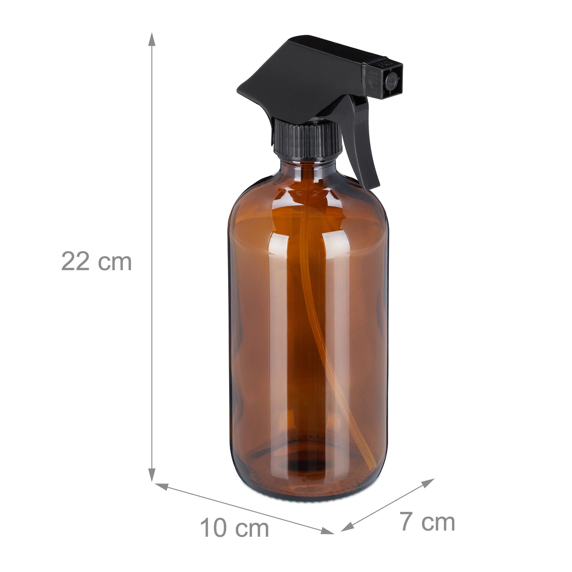 Relaxdays Sprühflasche – 0,5 l – Glas, Braun, 2 Stk.