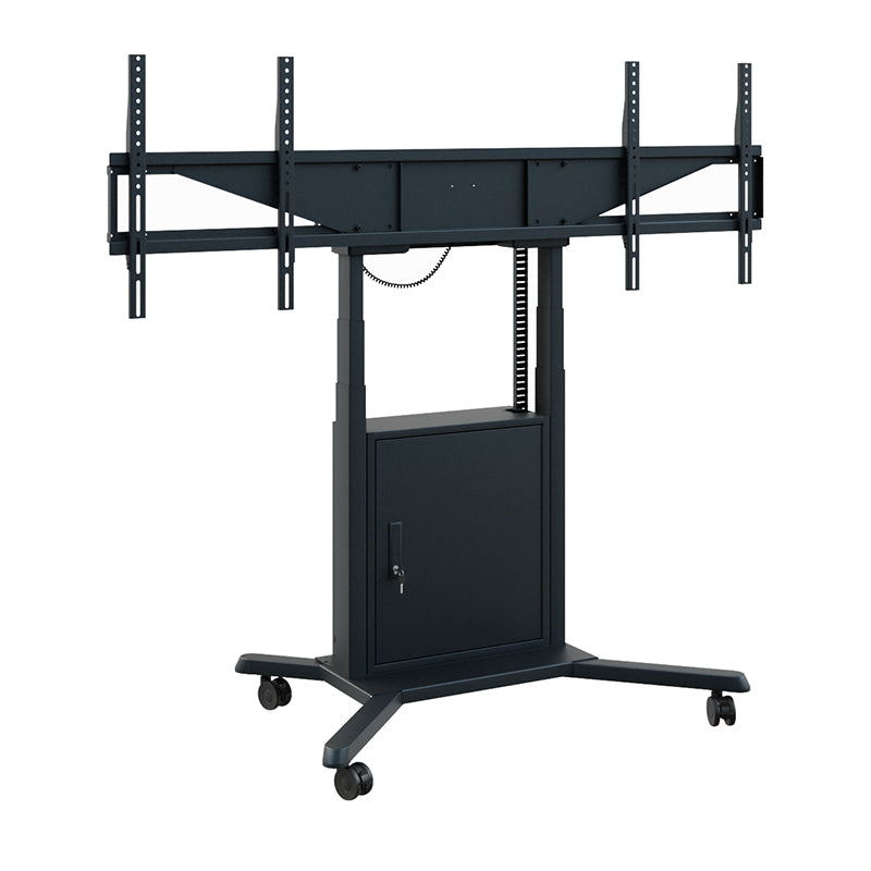 Hagor TV-Wagen – 46–65" – VESA 200×200–600×400 – bis 120 kg, motorisiert, mit Rollen, für 2 Displays
