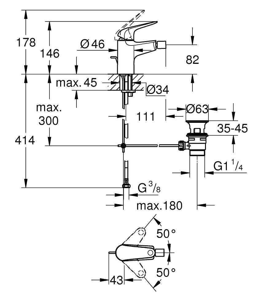 GROHE Einhebelmischer Swift – Einlochmontage, Messing, Chrom