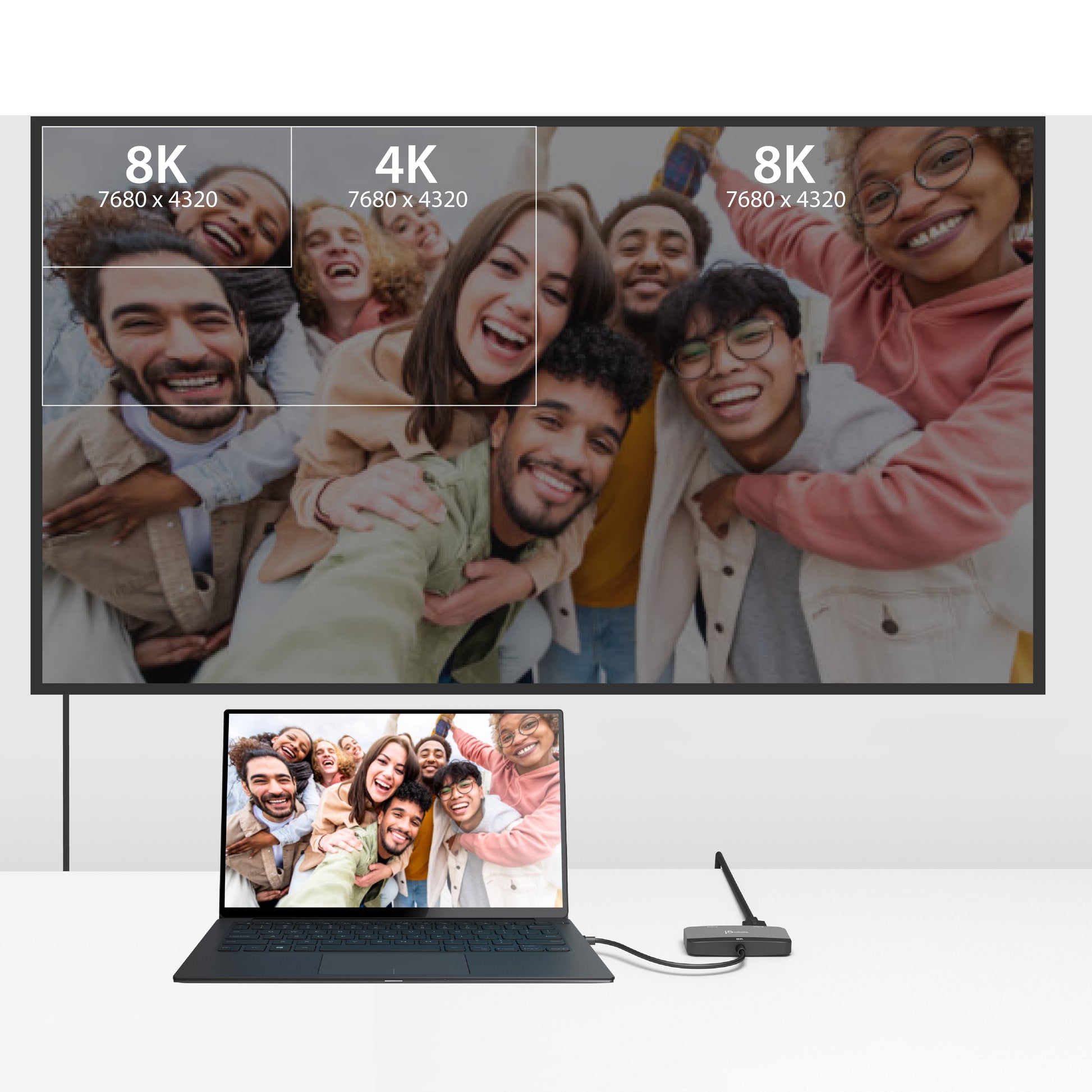 j5create JCA465-N Adapter USB-C zu 2× HDMI – 8K @ 60 Hz oder 2×4K @ 60 Hz, für USB-C mit DP Alt Mode
