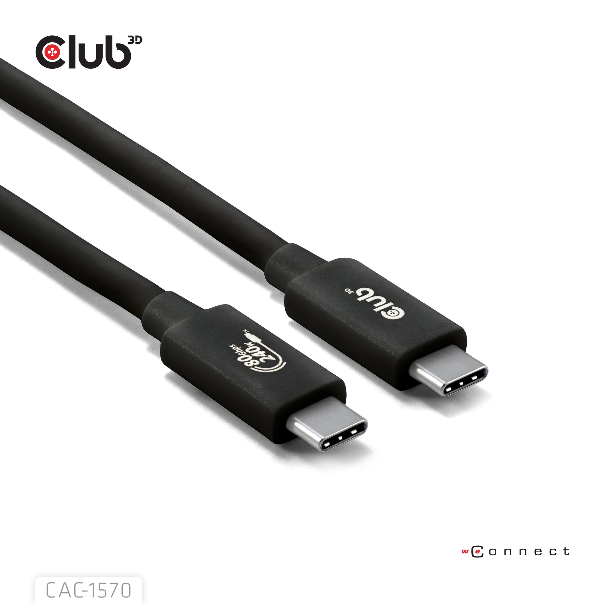 CLUB3D Club 3D – USB-C auf USB-C Kabel – USB4 80 Gbit/s – 1,2 m – PD 240 W – USB-IF zertifiziert – Schwarz