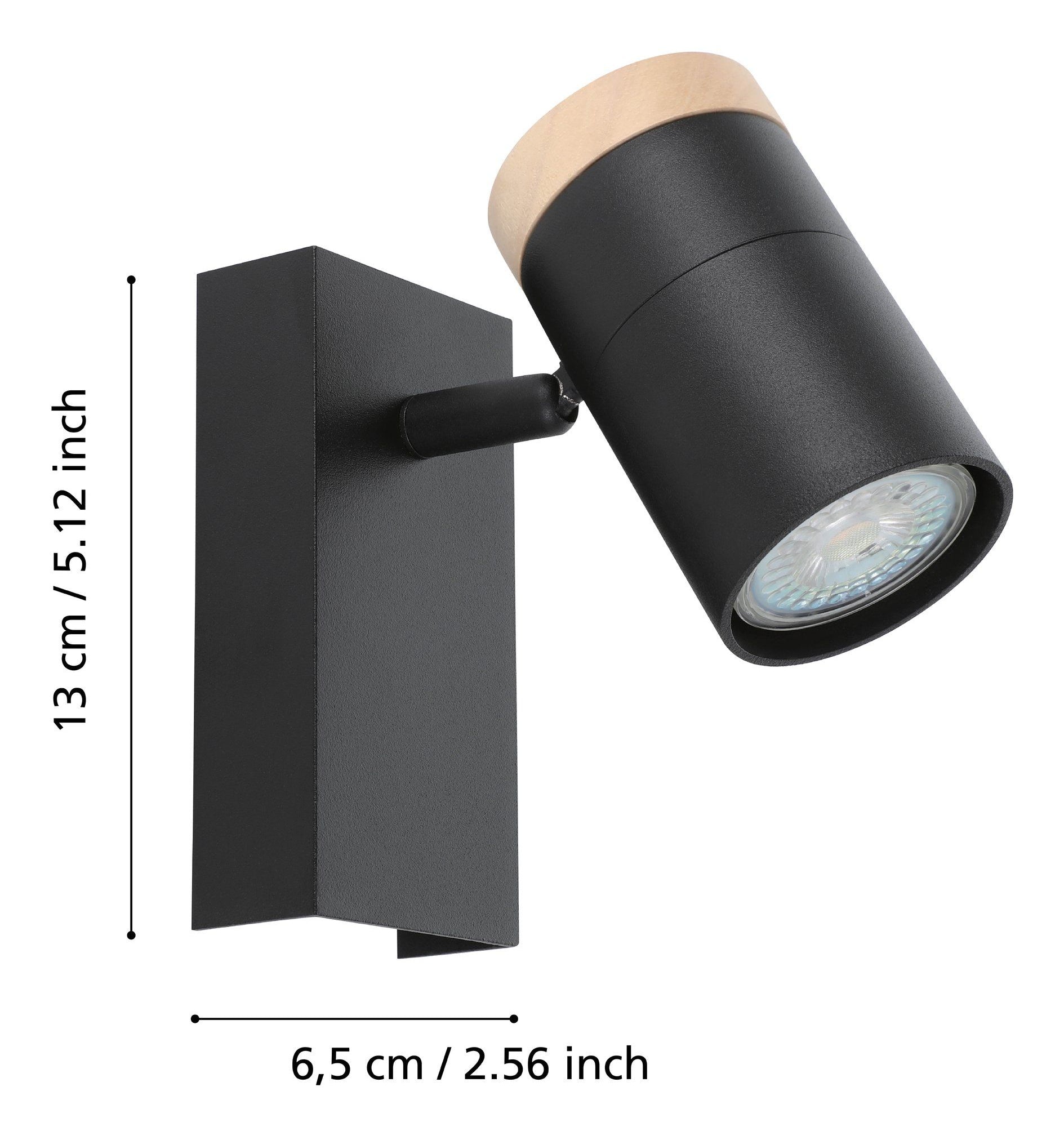 EGLO Wand-/Deckenleuchte Cartagena – 345 lm, 4,5 W, 3000 K, schwarz/braun, inkl. GU10