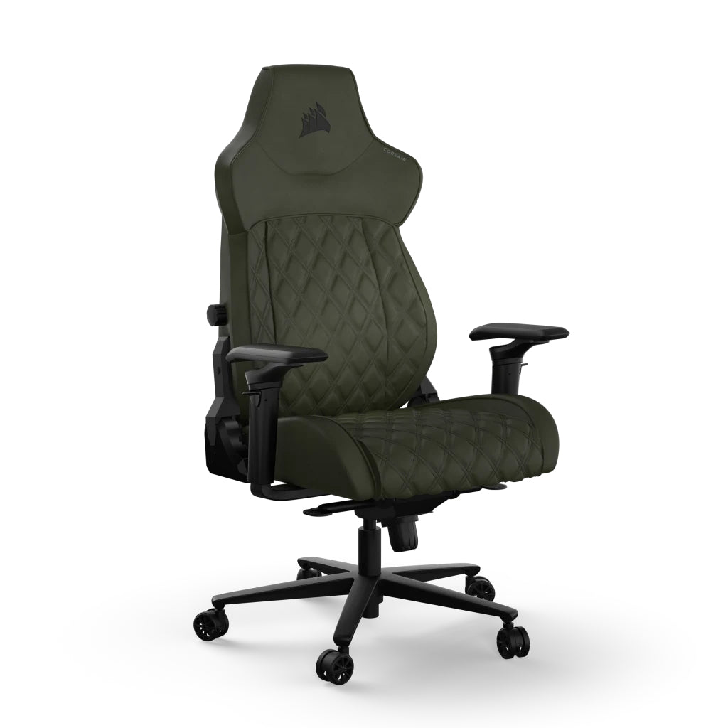 Corsair T500 LUXE Sherwood Gaming-Stuhl – Stoff – Grün, 3D-Armlehnen, Nackenkissen, 42–52 cm, bis 120 kg