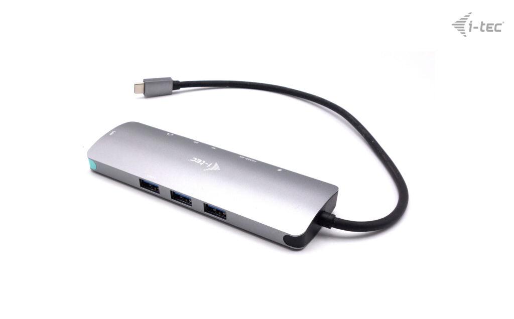 i-tec MetalNano Dockingstation – USB-C, 1× HDMI, 3× USB-A, 100 W PD, GbE, SD/microSD, für Windows/Mac/Linux
