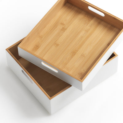 Zeller Present Aufbewahrungsbox (mit Griff) – Bambus – Weiss – 300 × 60 × 270 mm