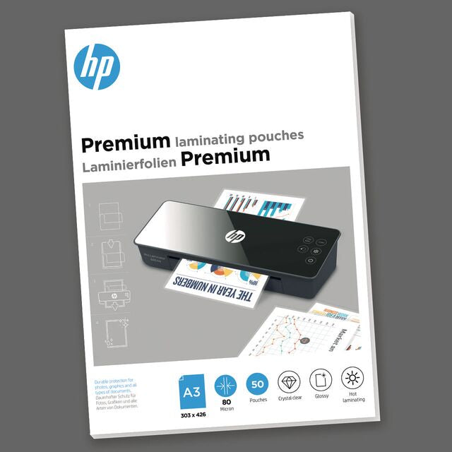 HP Laminierfolien A3, glänzend – 80 µm, Kaltlamination, 50 Stk.