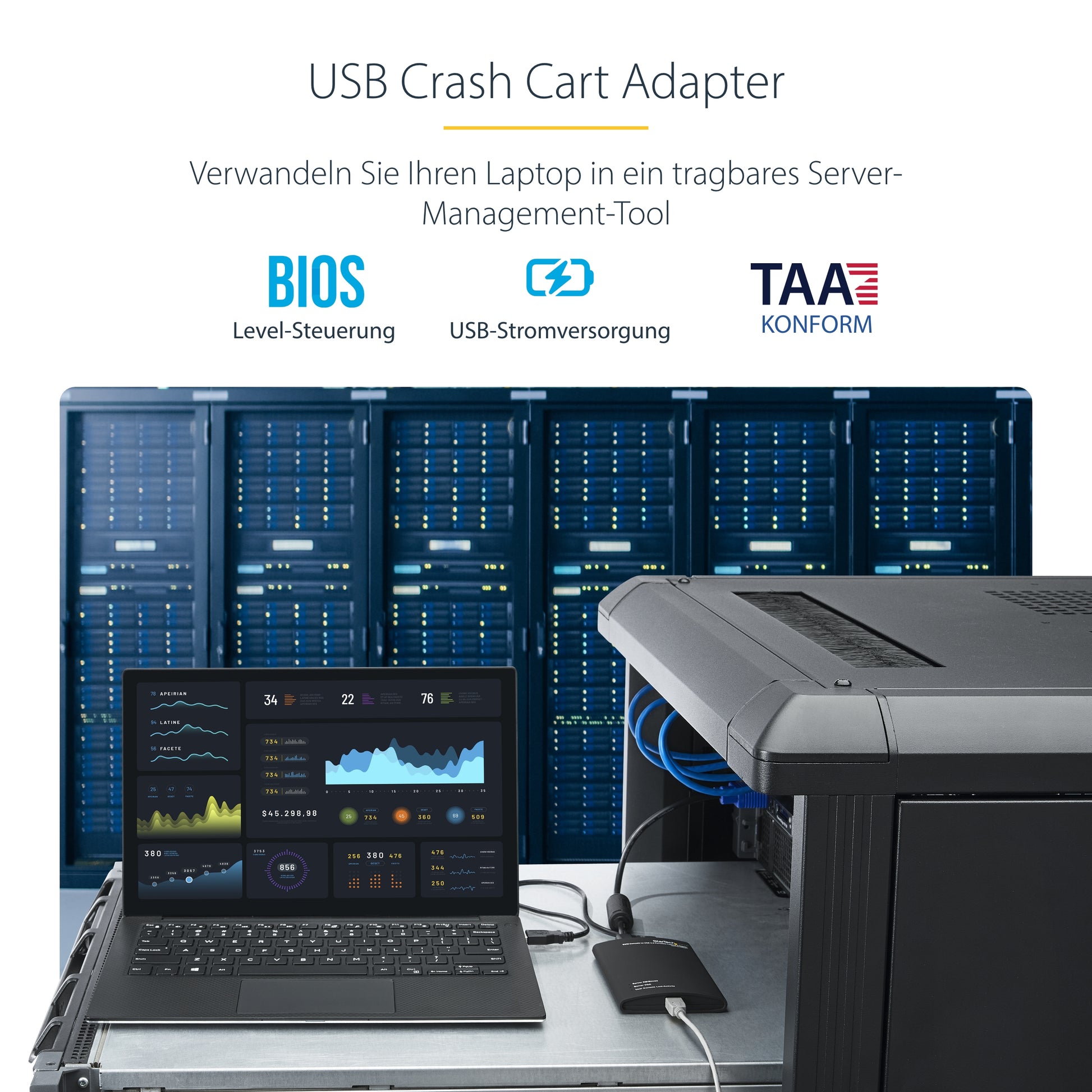 StarTech.com USB-Extender (KVM Crash-Cart Adapter) – VGA, USB 2.0, USB Mini-B/USB A, PS/2 – für Laptop