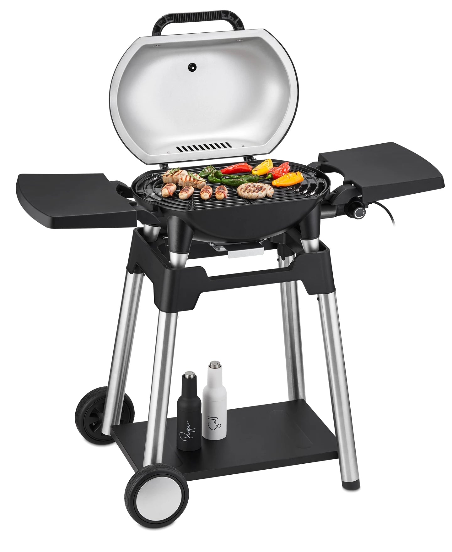 Trisa Elektrogrill Grill Force 2200 – 2200 W, Kochfläche 52 × 33 cm, 1 Brenner – Schwarz/Silber