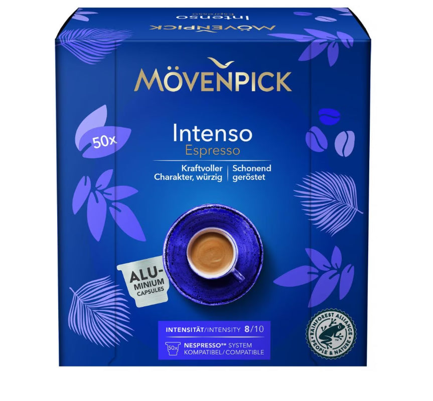 Mövenpick Intenso – Kapseln für Nespresso – Espresso, Intensität 8, 50 Kapseln