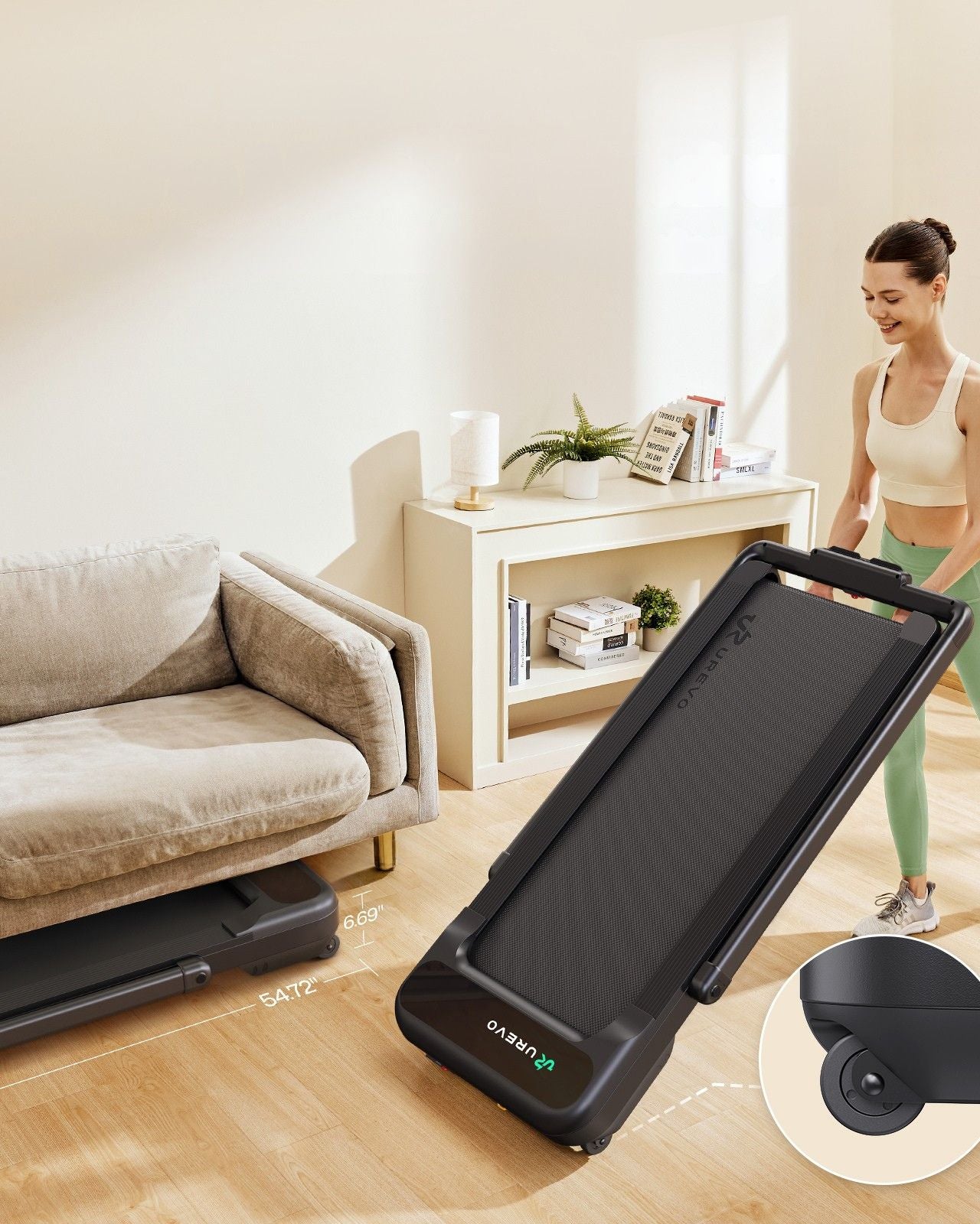 Urevo Strol – Laufband 2S Pro, 120 kg, Laufbereich 42 × 108 cm – Schwarz