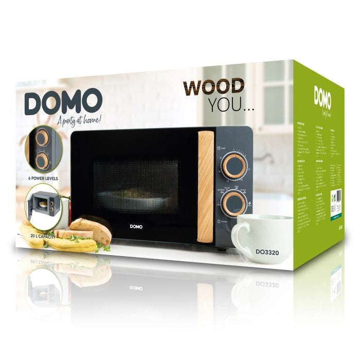 Domo Solo-Mikrowelle DO3320 – 20 l – 700 W – schwarz/holz