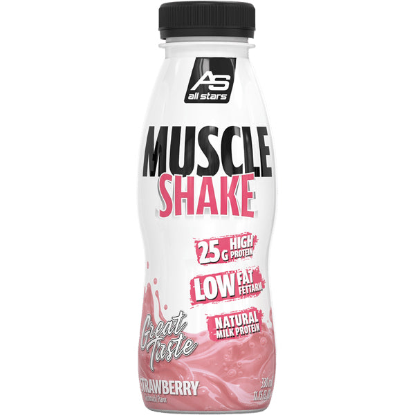 ALL STARS Fitness Products All Stars Milch-Drink Muscle Shake Erdbeere – glutenfrei – 12×330 ml