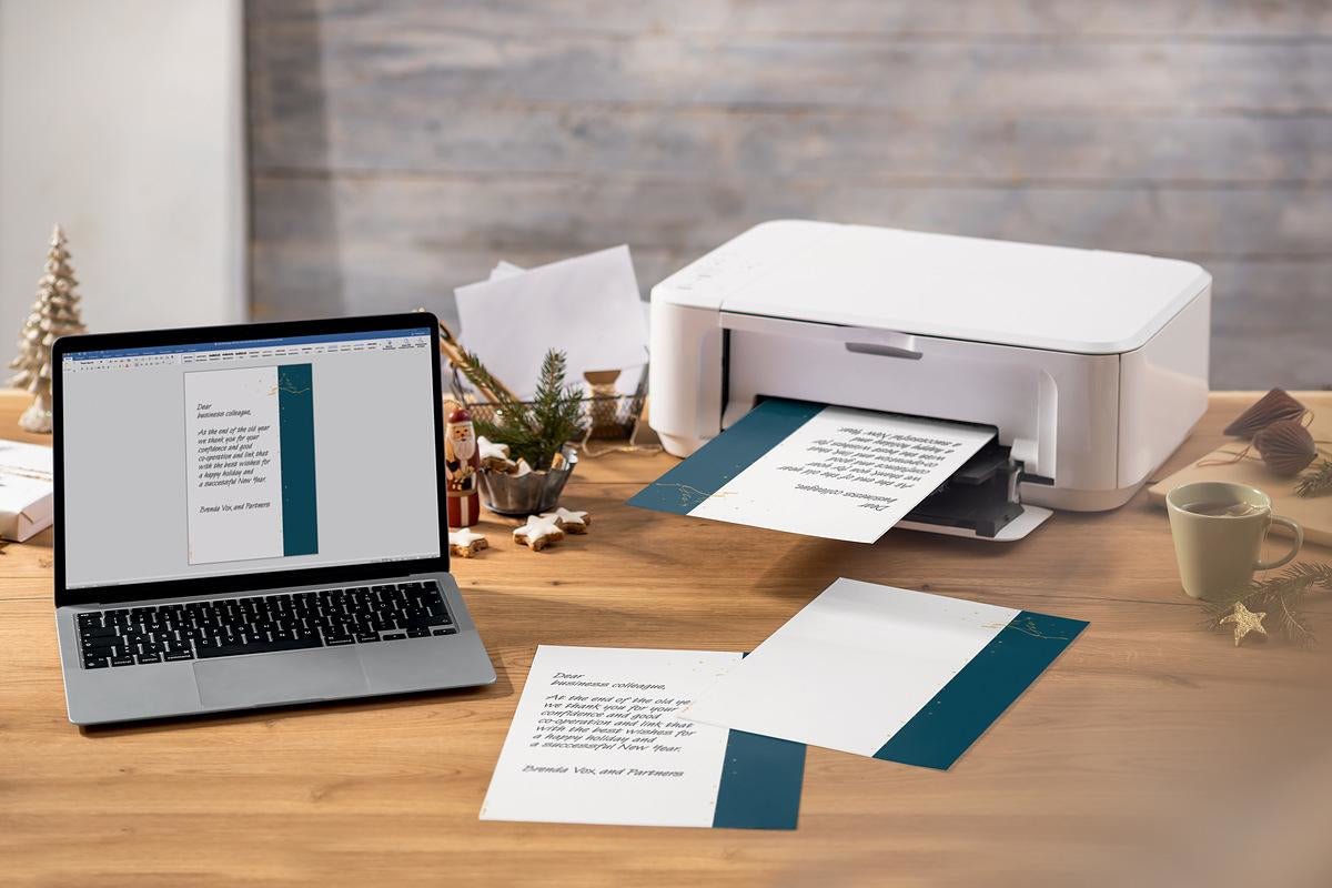 Sigel Motivpapier – A4, 90 g/m², Motiv: Weihnachtsbaum Petrol – für Inkjet/Laser/Kopierer – FSC – 100 Blatt
