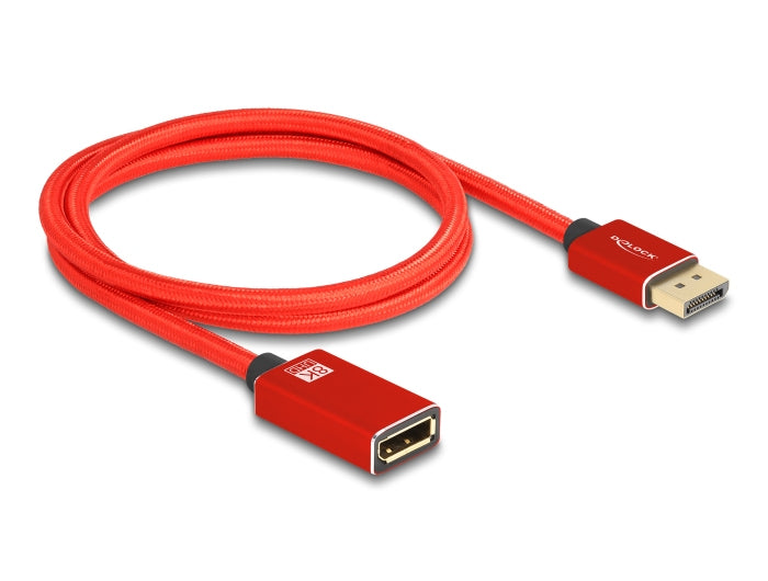 DeLOCK DisplayPort Verlängerung DP 1.4 – 8K 60 Hz – 1 m – Rot