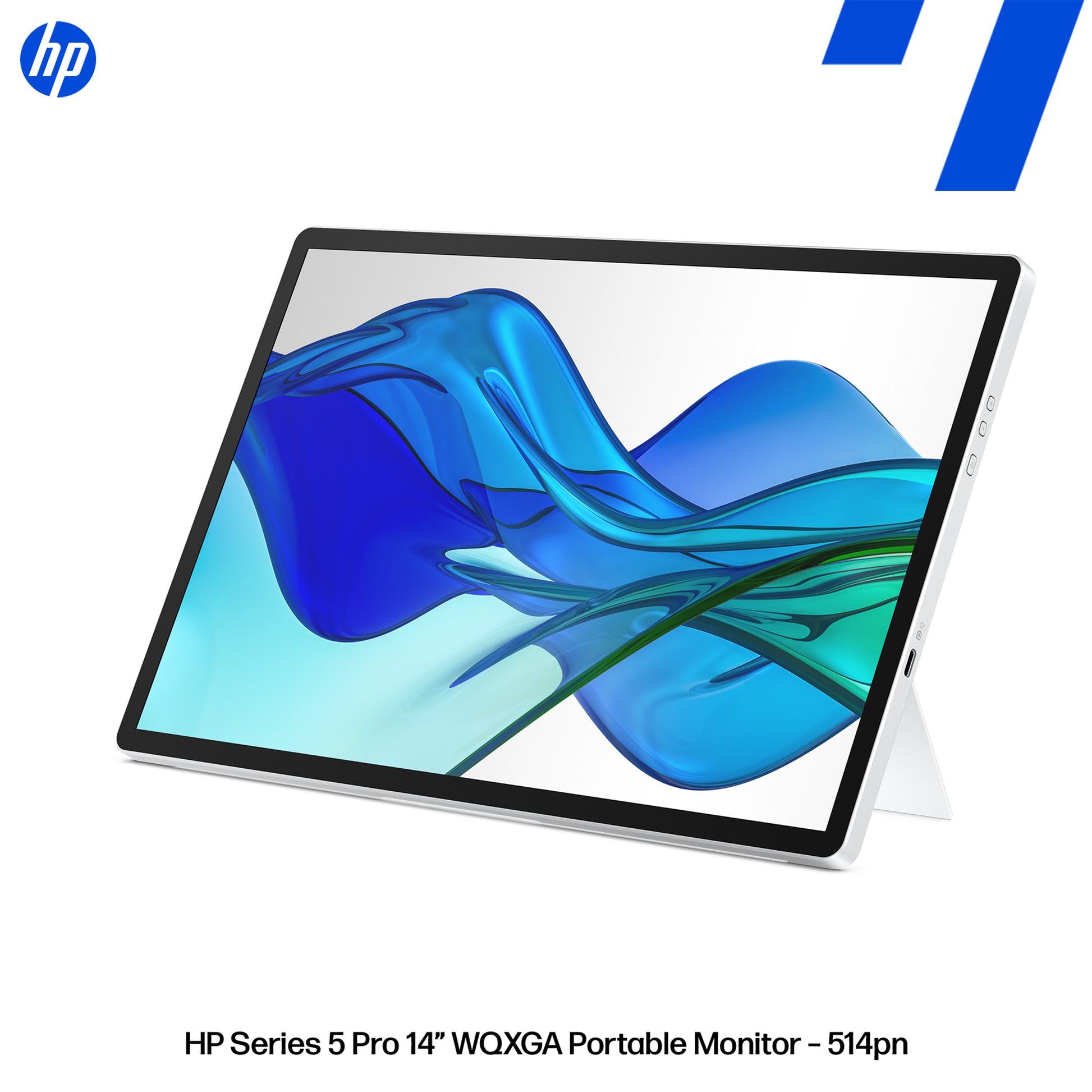 HP Series 5 Pro 514pn – Tragbarer Monitor, 14", IPS Schwarz, 75 Hz, 400 cd/m², 2× USB-C, Silber