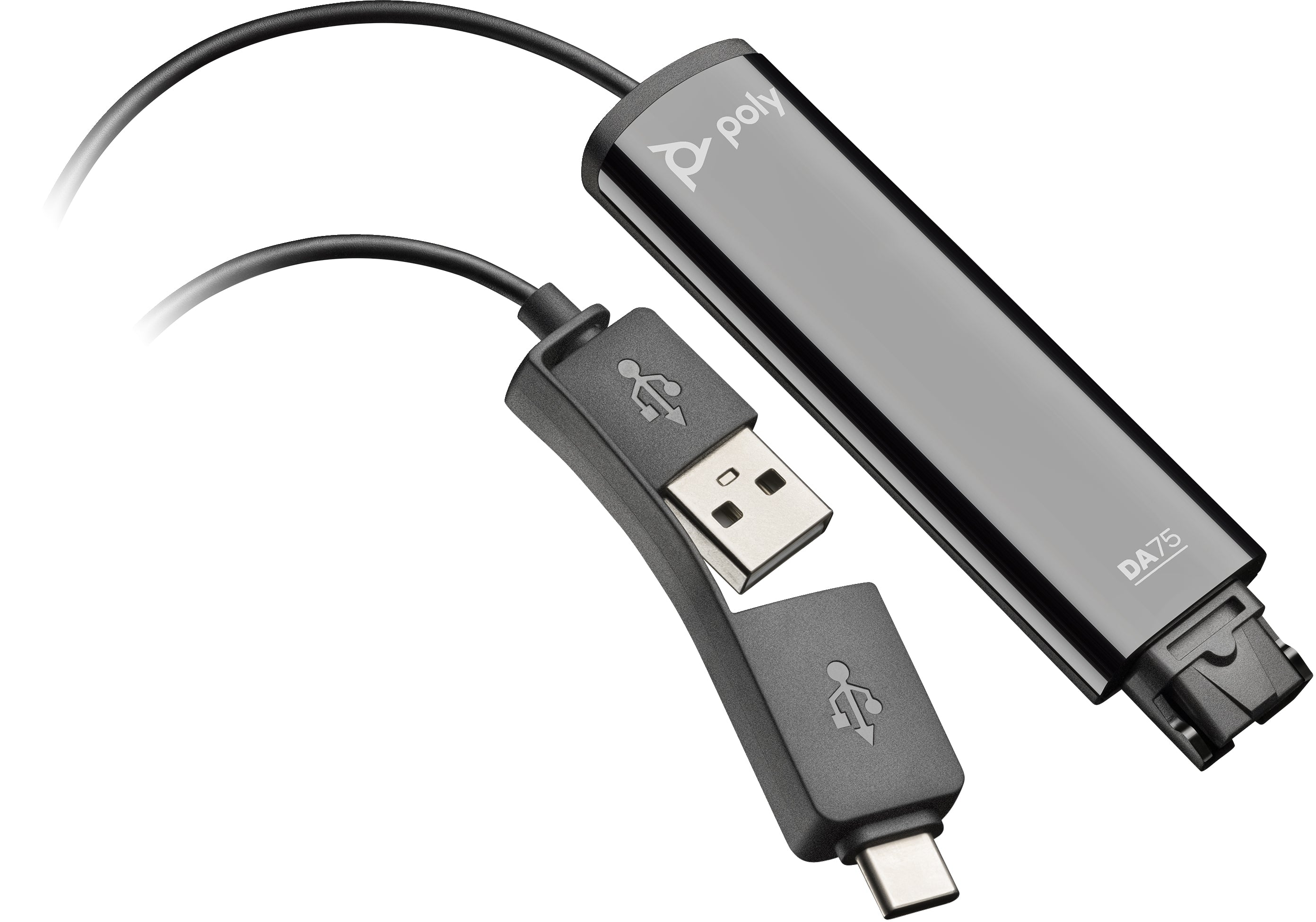 Poly DA75 USB-zu-QD-Adapter – USB-A/USB-C, TAA