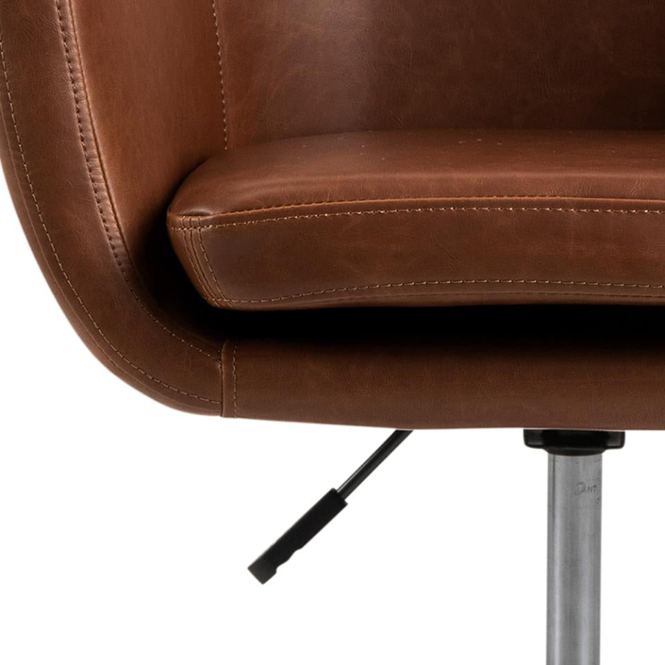 AC Design Nora Bürostuhl – Kunstleder – Braun, gepolsterte Armlehnen