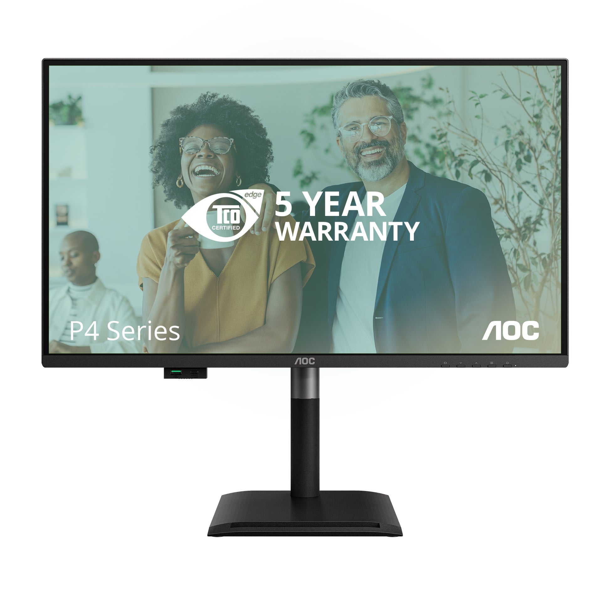 AOC Q27P4CV – Monitor, 27", 2560 × 1440 (WQHD), IPS, 120 Hz, USB-C, KVM, Lautsprecher, VESA 100 × 100, Schwarz