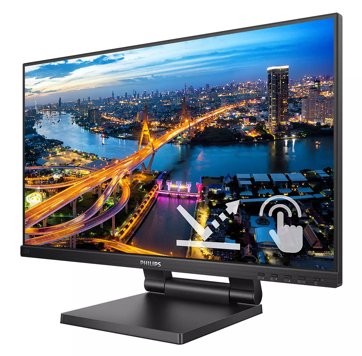 Philips 222B1TC/00 – Monitor, 21,5", IPS, Touch, 75 Hz, 250 cd/m², VESA 100 × 100, Schwarz