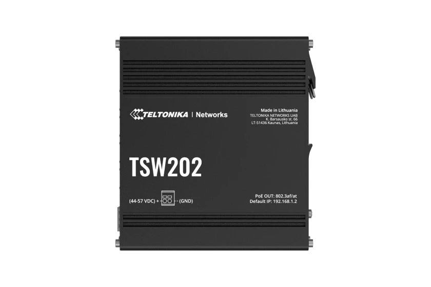 Teltonika TSW202 – Managed L2/L3 Switch – 8× 1G, 2× SFP, PoE+, PoE-Budget 240 W, DIN-Schiene