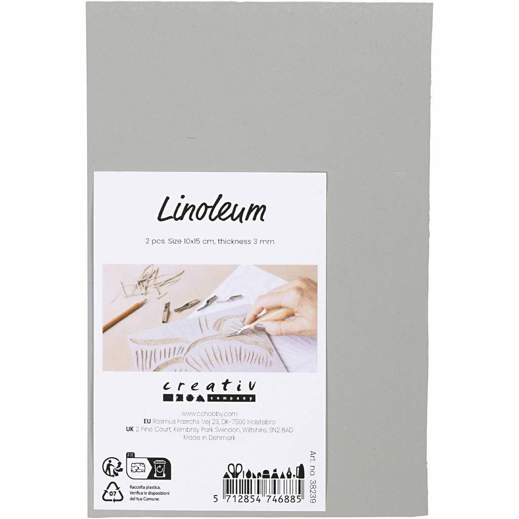 Creativ Company Linolplatte, Grau, 10 × 15 cm, 3 mm, 2 Stk., 38239