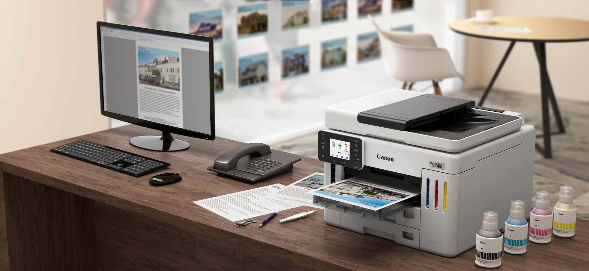 Canon MAXIFY GX7150 – Farbiger Tintenstrahl-MFP, 4-in-1 – USB – Duplex, ADF – 24 Seiten/Min S/W, 15,5 Seiten/Min Farbe