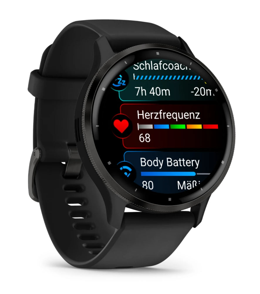 Garmin Venu 3 – Smartwatch – 45 mm, 1,4", GPS, WLAN, AMOLED, Gorilla Glass, 50 m, Schwarz/Schiefergrau