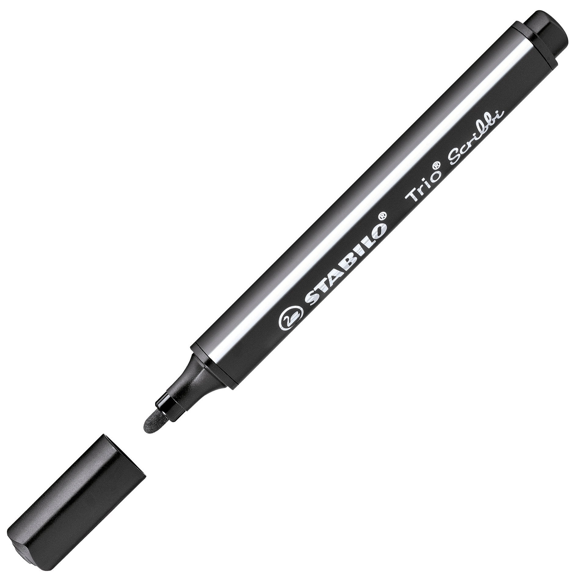 STABILO Trio Scribbi Filzstift – Rundspitze, 2 mm, wasservermalbar, schwarz