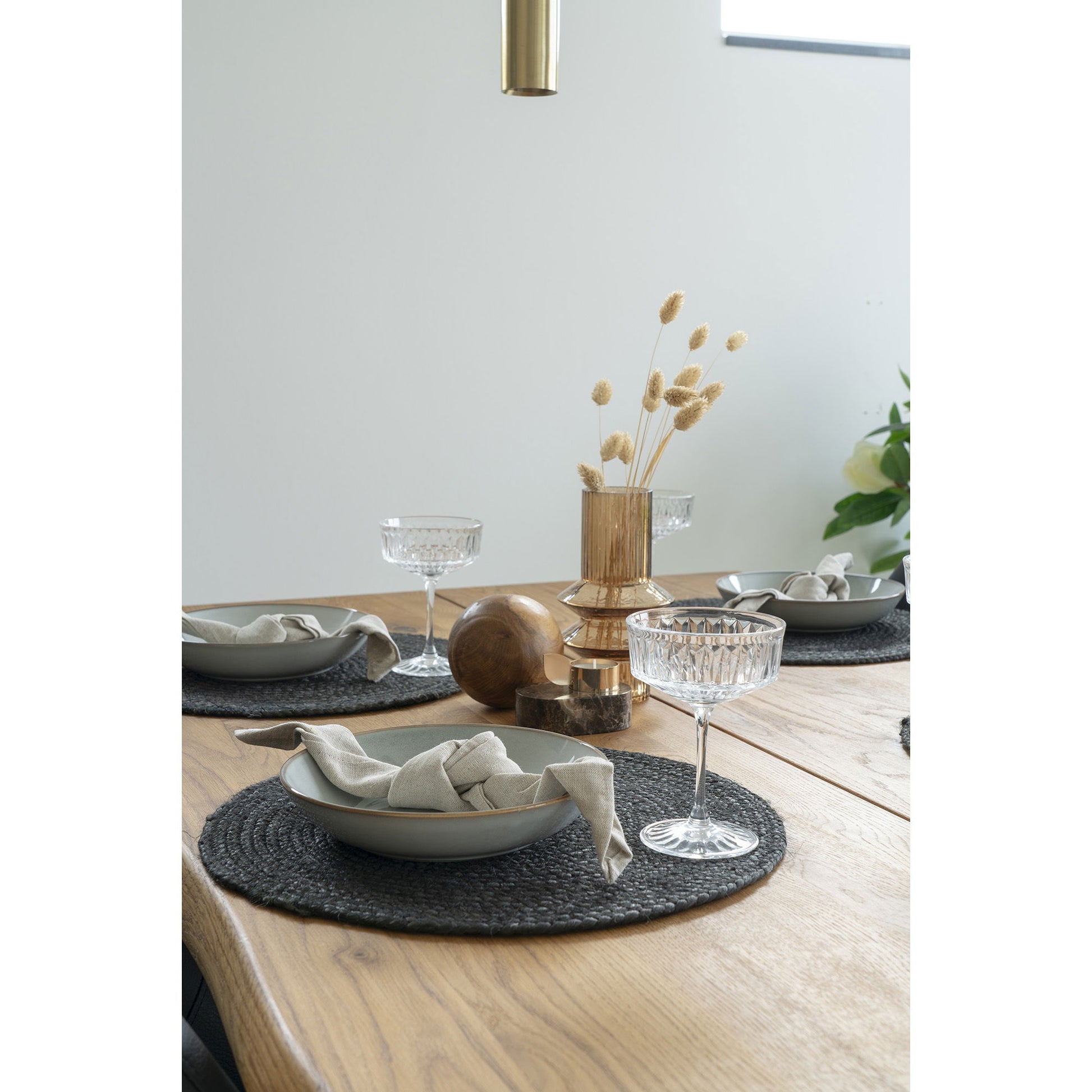 House Nordic Tischset Bombay – rund, Jute, dunkelgrau, Ø38 cm – 4er-Set