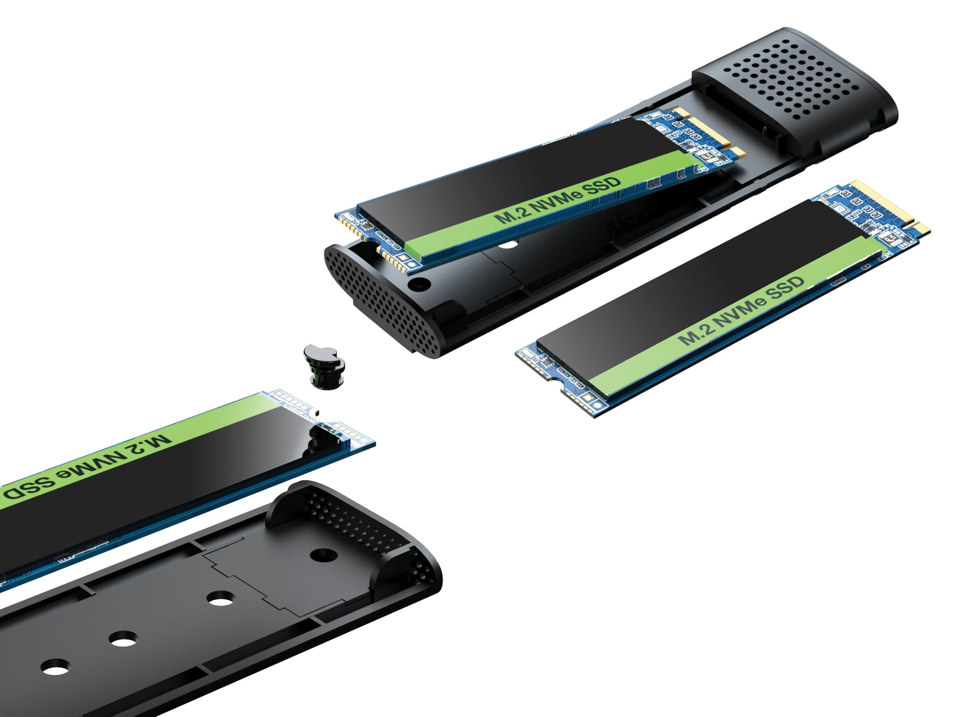 Sandberg USB 3.2 SSD-Gehäuse für M.2 NVMe – 1-Bay, USB-C, 10 Gbit/s, Schwarz
