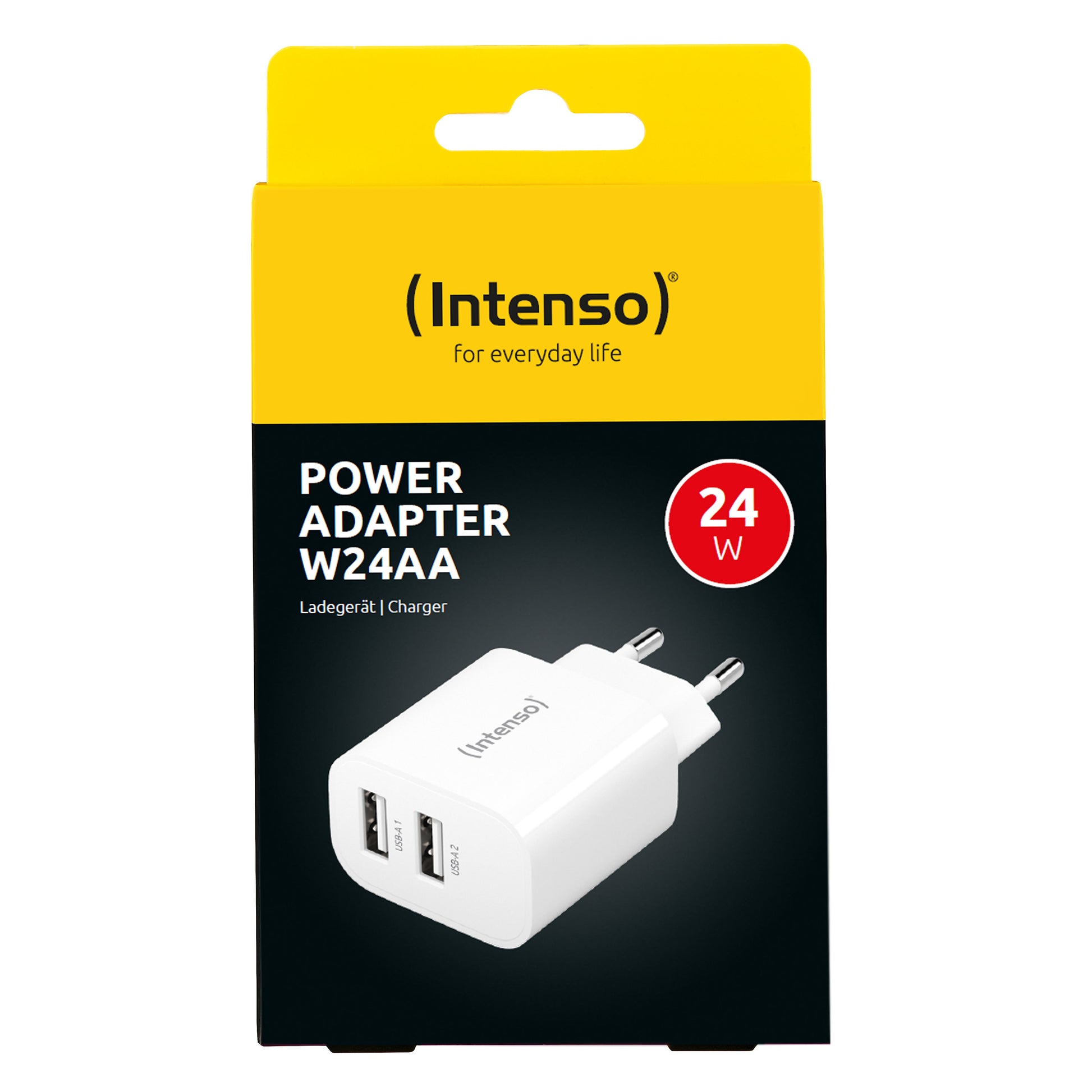 Intenso W24AA USB-Ladegerät 24 W – USB-A×2 – EU-Stecker (Typ C), Weiss