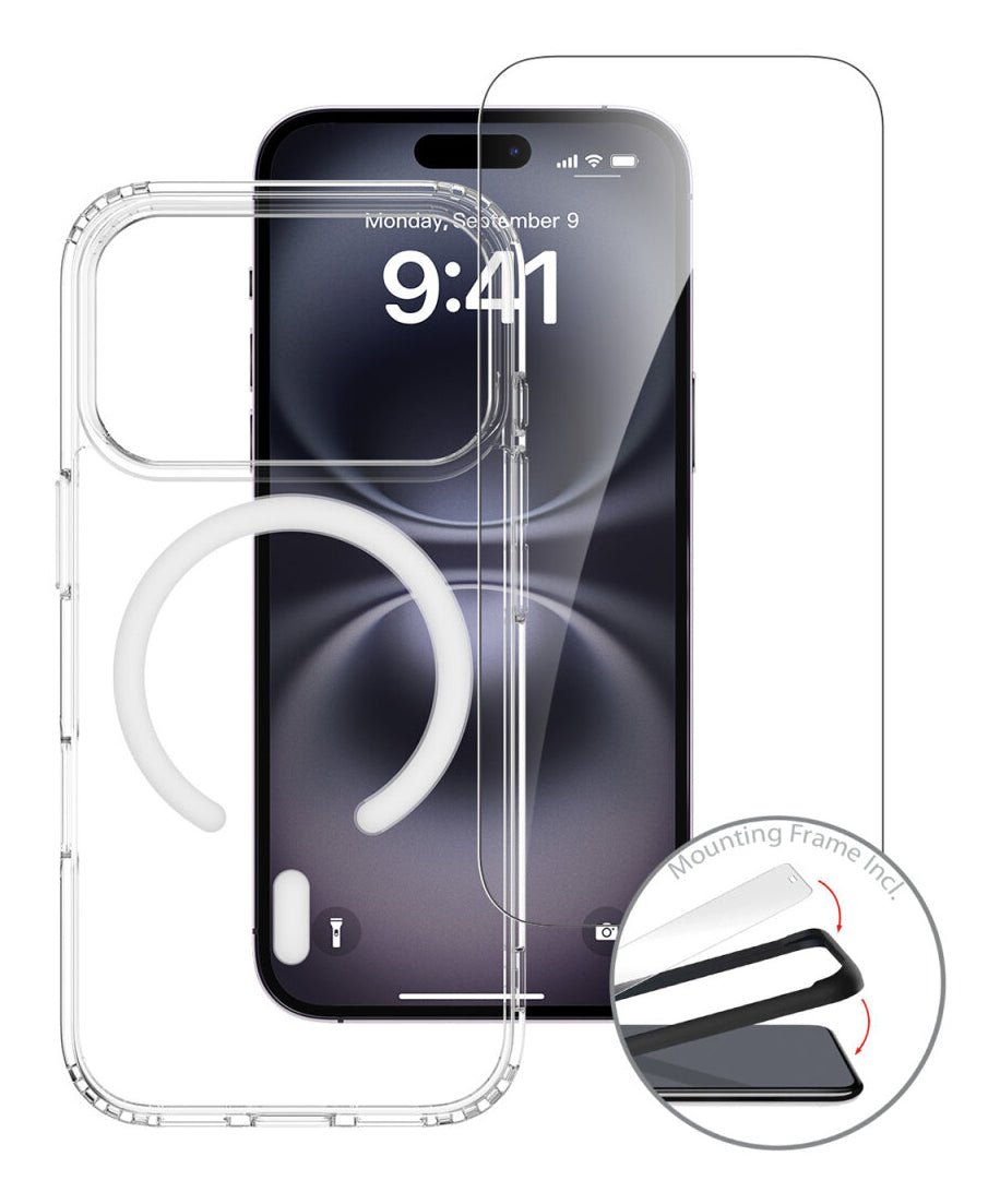 4smarts 360° Premium Set Backcover – für Apple iPhone 17 Pro, MagSafe, PC+Gehärtetes Glas, Transparent