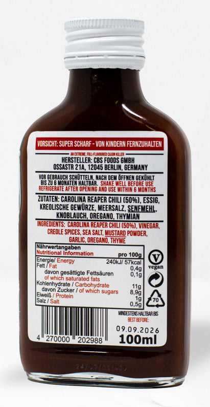 Crazy Bastard Sauce Chilisauce Superhot Reaper, vegan – 100 ml