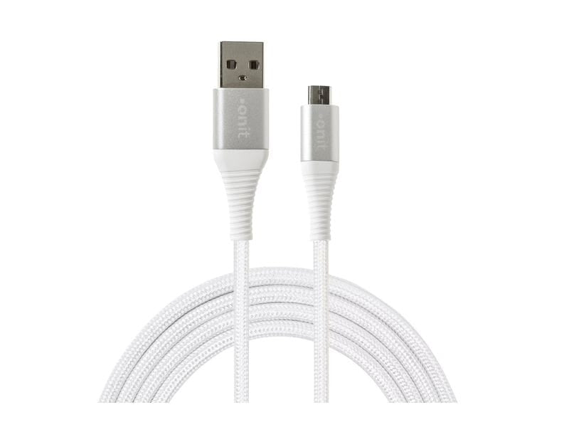 ONIT USB-A auf Micro-USB-B Kabel – USB 2.0 (480 Mbit/s) – 1,2 m – PD 10 W – Geflochten – Weiss