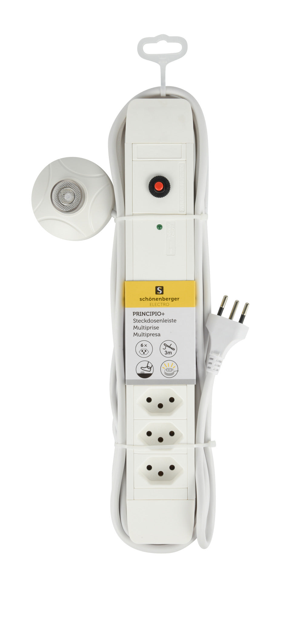 M. Schönenberger Steckdosenleiste – 6×T13, 3 m, Schalter, IP20