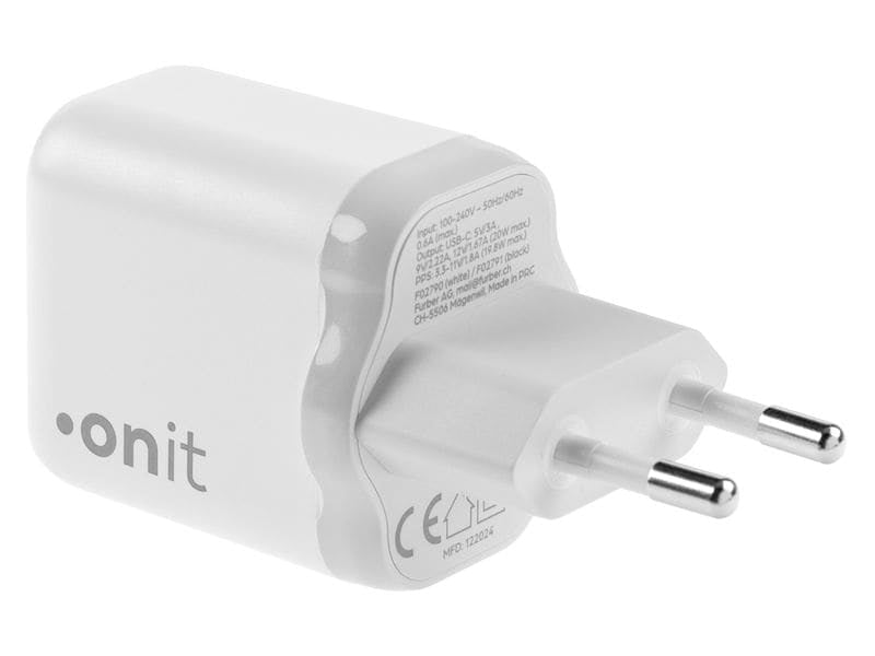 ONIT F02790 USB-Wandladegerät 20 W – USB-C×1 – PD, PPS, GaN – EU-Stecker (Typ C)