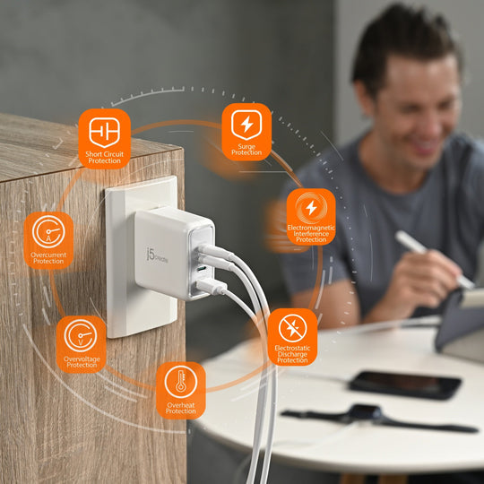 j5create Ladegerät – 70 W, 4× USB-C, GaN