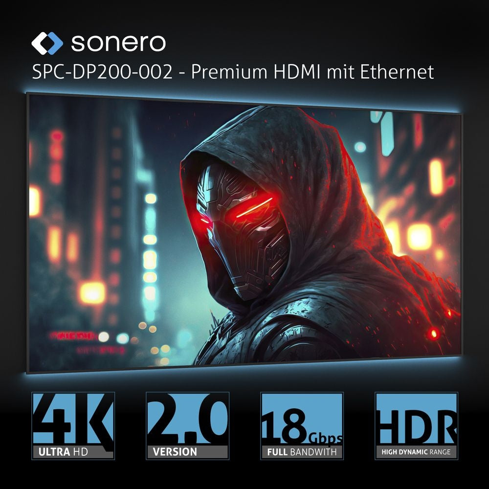 Sonero – DisplayPort (Stecker) auf HDMI (Buchse) Adapter, DP 1.2, HDMI 2.0, 4K@60 Hz, 20 cm, HDR