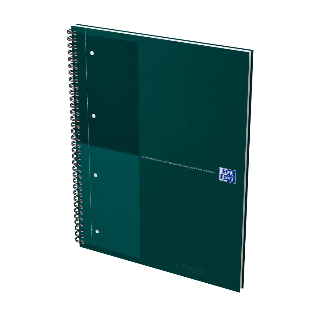Oxford Collegeblock – A4+ – 80 g/m² – Doppelspirale, mikroperforiert, Kopfzeile, doppelter Rand, dunkelgrün
