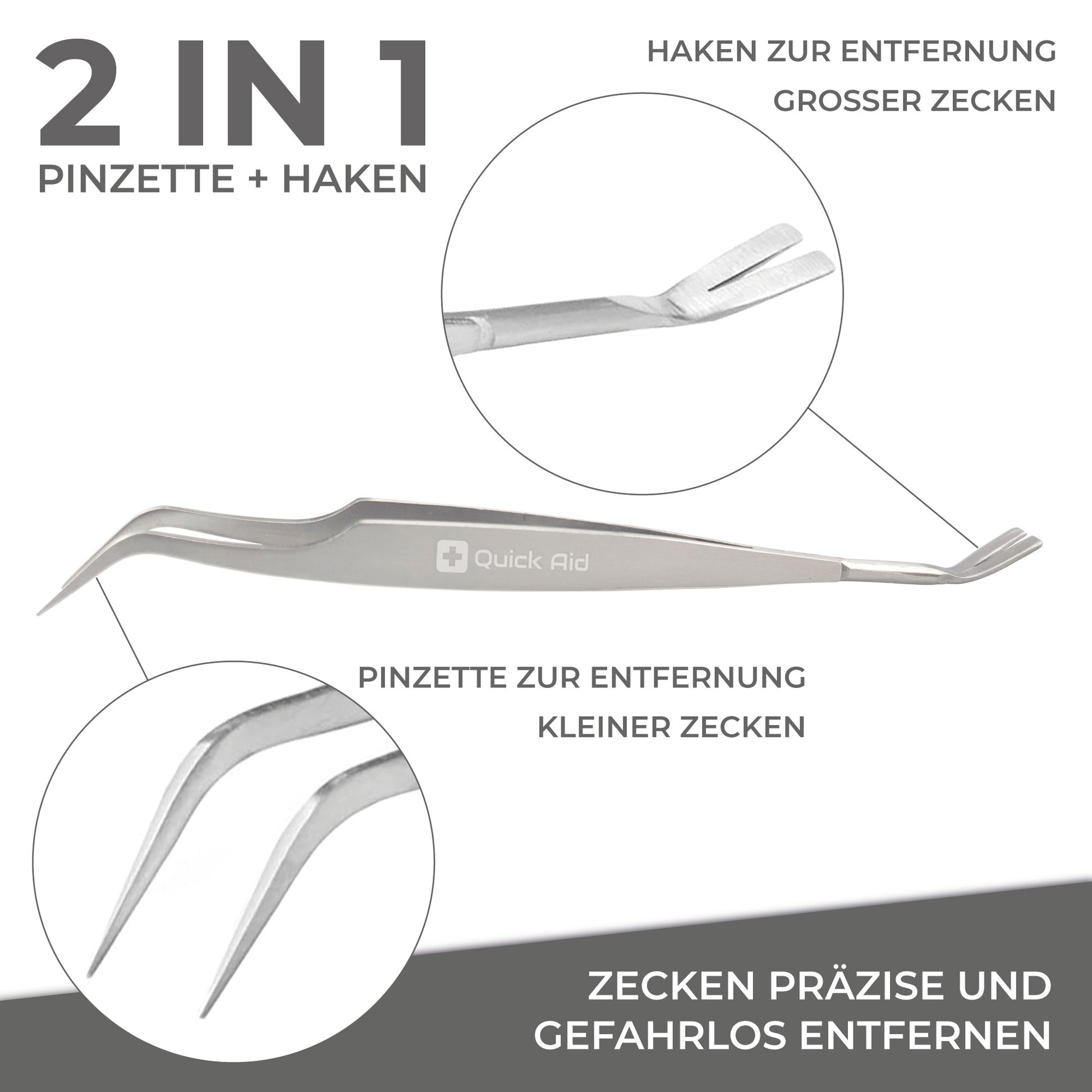 Quick Aid Zeckenzange 2-in-1 – mit Etui