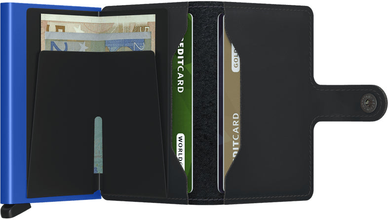 Secrid Miniwallet Kartenetui – RFID-Schutz, Schnappverschluss – 65×102×21 mm – 10 Karten – Schwarz/Blau