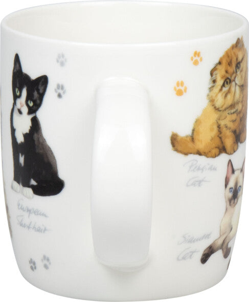 Könitz Porzellan Könitz Becher Natures Diversity-Katzen – 400 ml, Ø 8,7 cm, H 9,2 cm, Knochenporzellan, Mehrfarbig