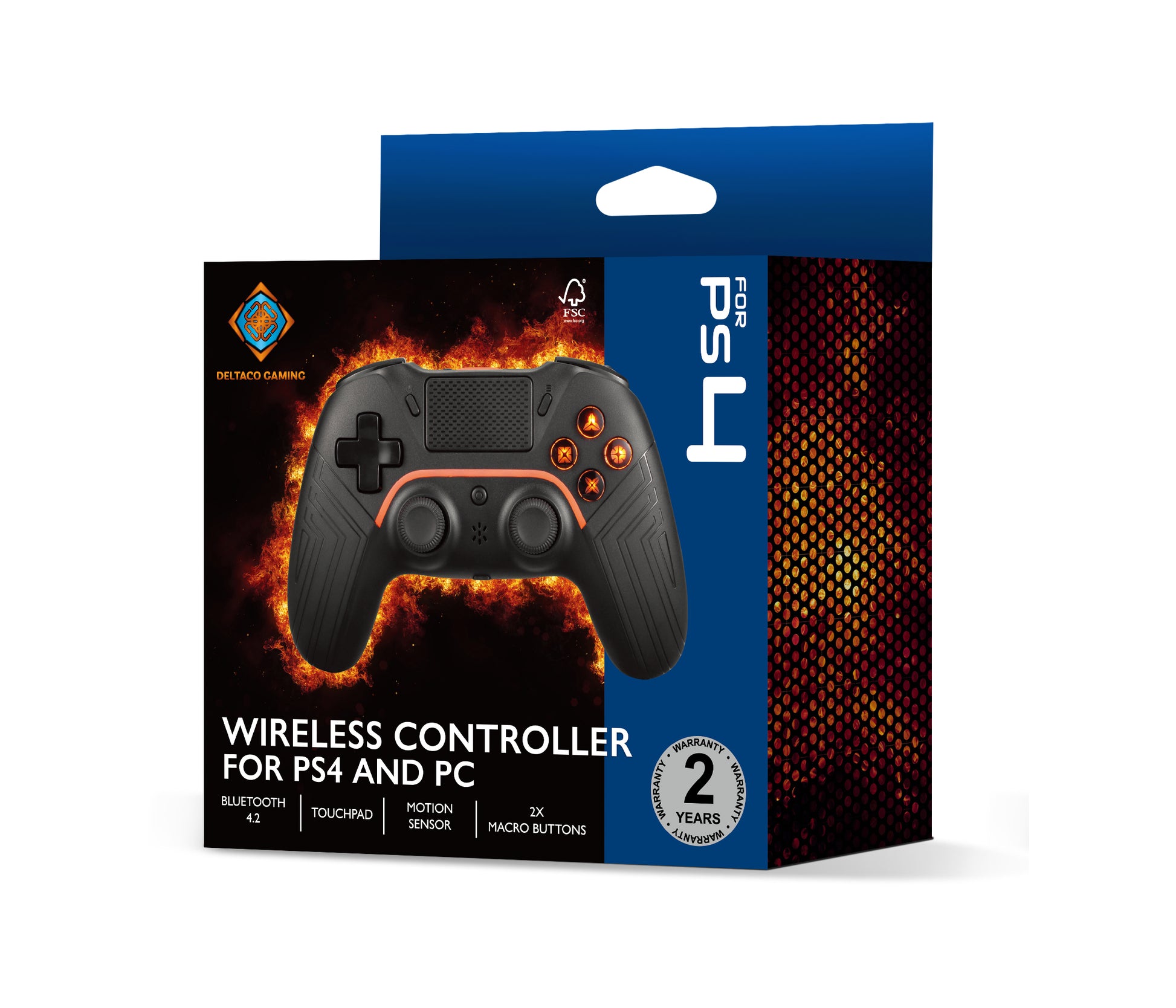 Deltaco Gaming GAM-139 – Gamepad – USB + Bluetooth, Touchpad & Vibration, für PS4, PC & Android, Schwarz
